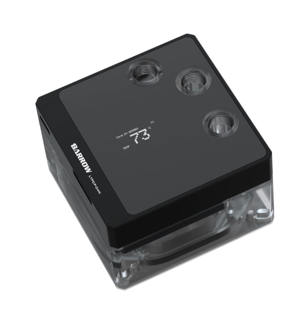 Barrow OLED Display CPU Waterblock with 17W PWM Pump and Monitor, 5v aRGB, INTEL - Clear Black