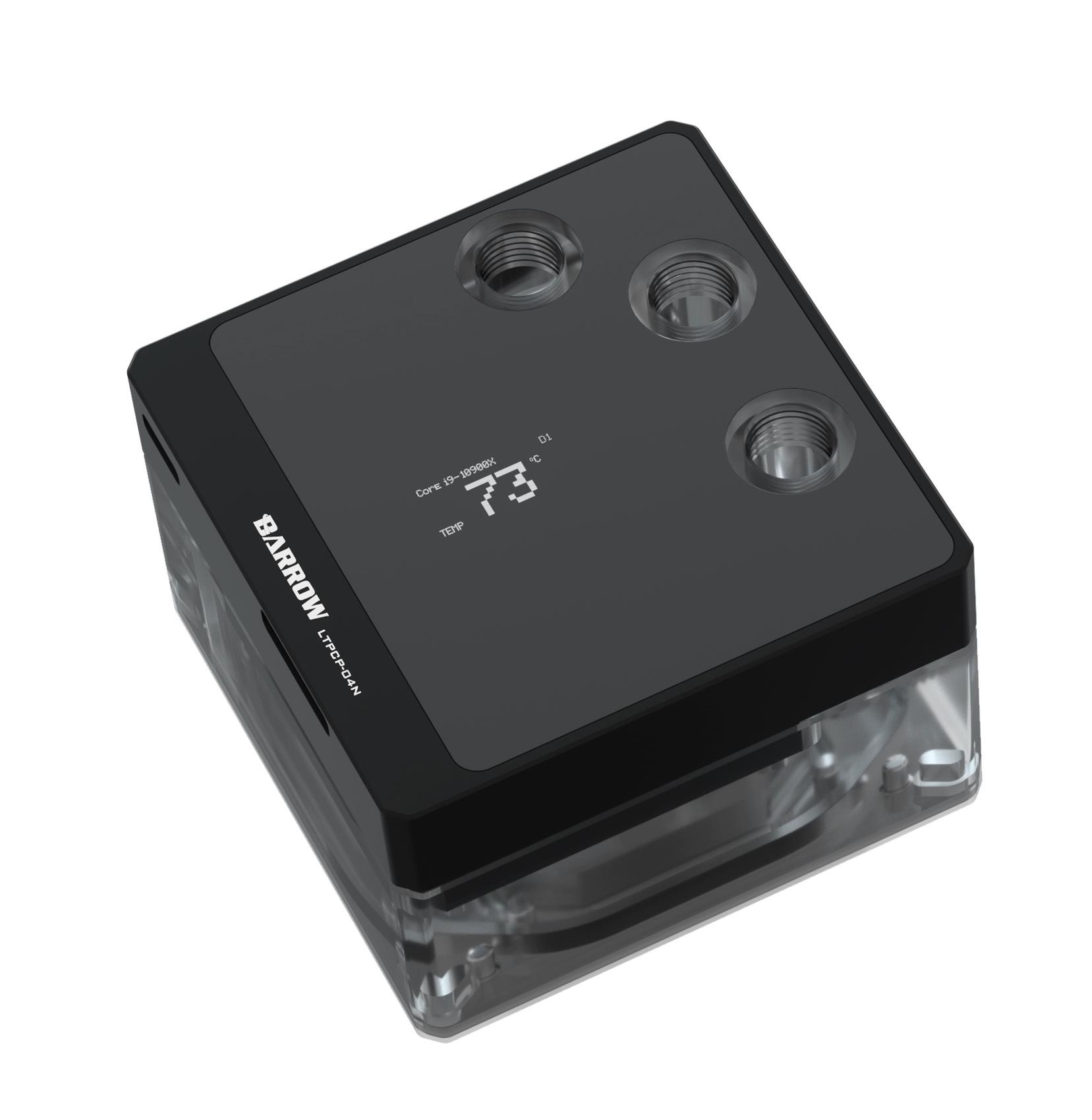 Barrow OLED Display CPU Waterblock with 17W PWM Pump and Monitor, 5v aRGB, INTEL - Clear Black