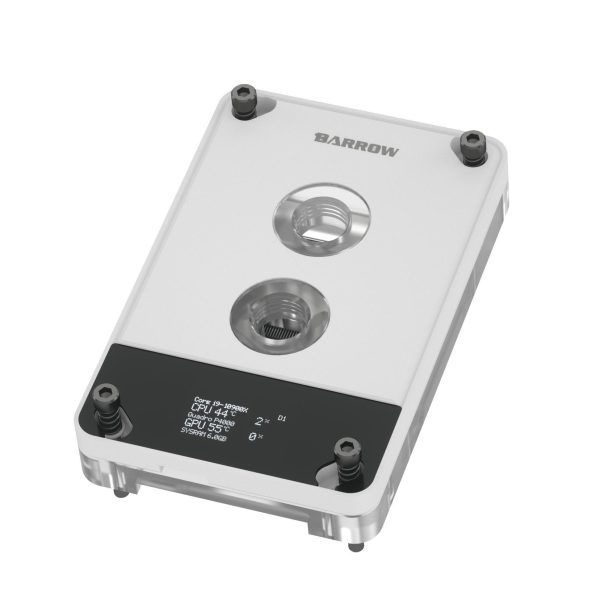 Barrow OLED Display CPU Waterblock with Hardware Monitor, 5v aRGB, AM4 / AM5 – White