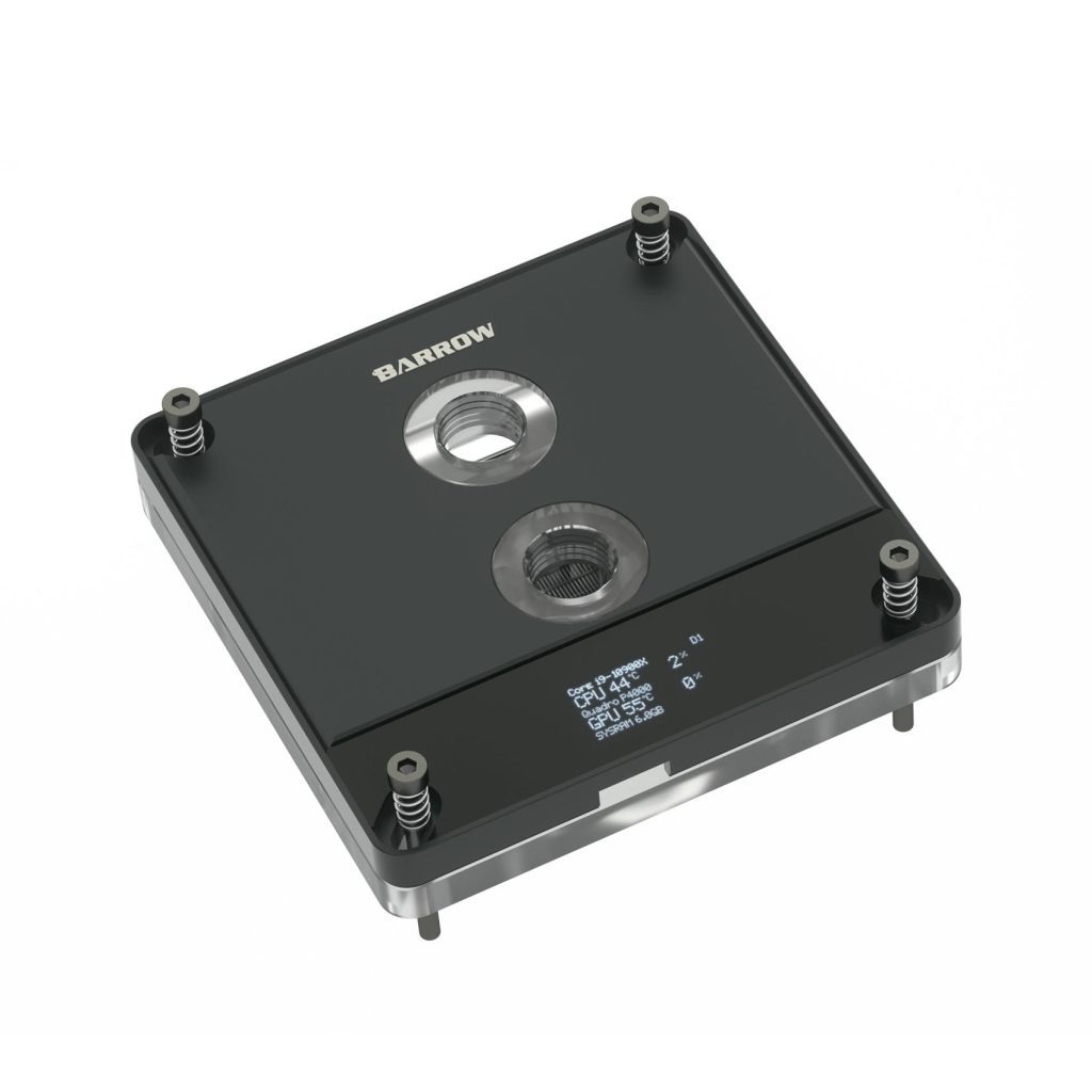 Barrow OLED Display CPU Waterblock with Hardware Monitor, 5v aRGB, INTEL - Black