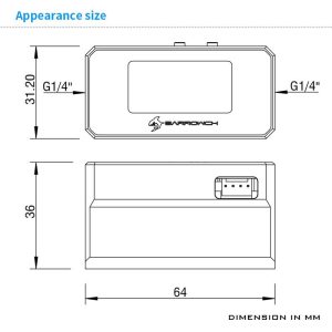 BarrowCH G1/4 Multimode OLED Display, Flow / Overheat Alarm with Intelligent Shutdown - Black - B-Grade