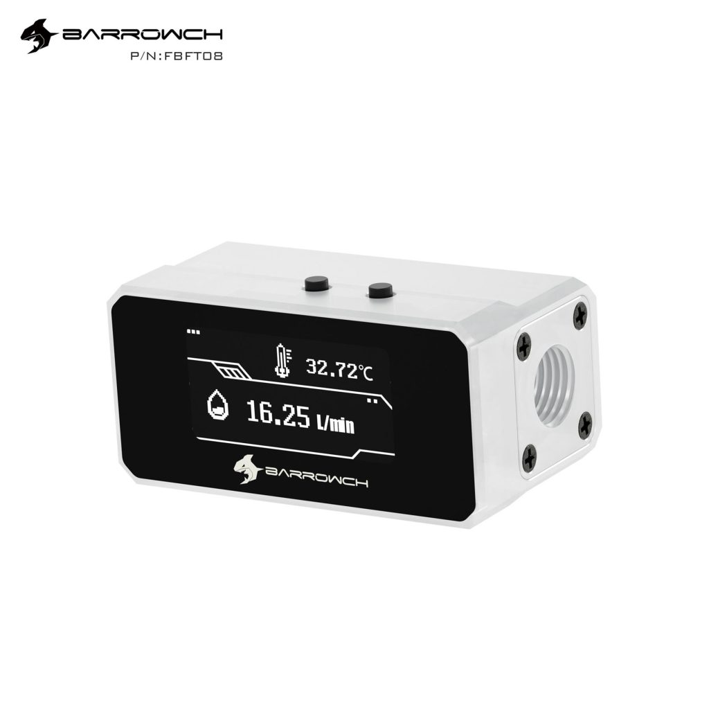 BarrowCH G1/4 Multimode OLED Display, Flow / Overheat Alarm with Intelligent Shutdown - White