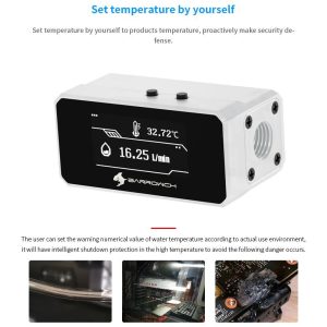 BarrowCH G1/4 Multimode OLED Display, Flow / Overheat Alarm with Intelligent Shutdown - White