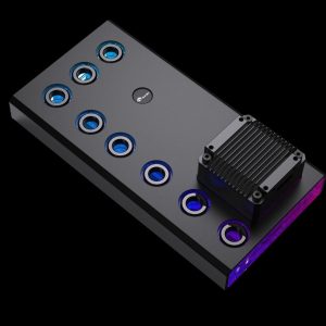 Bykski 240 Full Armour Universal Distro Plate with DDC PWM Pump, 5v aRGB - (RGV-DDC-X-TK240) - Black