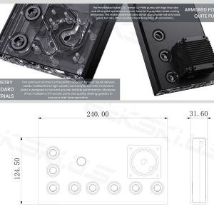 Bykski 240 Full Armour Universal Distro Plate with DDC PWM Pump, 5v aRGB - (RGV-DDC-X-TK240) - Black