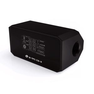 Bykski Inline Flow Meter and Thermometer with OLED Display - Black (B-TFC-CS-X)