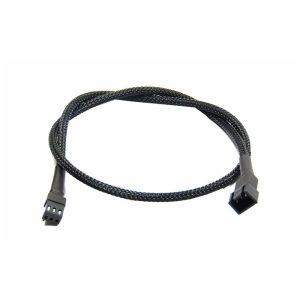 Cable Modders 3Pin Male to 1x Female Fan Cable 30CM Braid Sleeved Extension, Jet Black