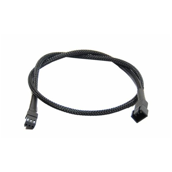 Cable Modders 3Pin Male to 1x Female Fan  Cable 30CM Braid Sleeved Extension, Jet Black