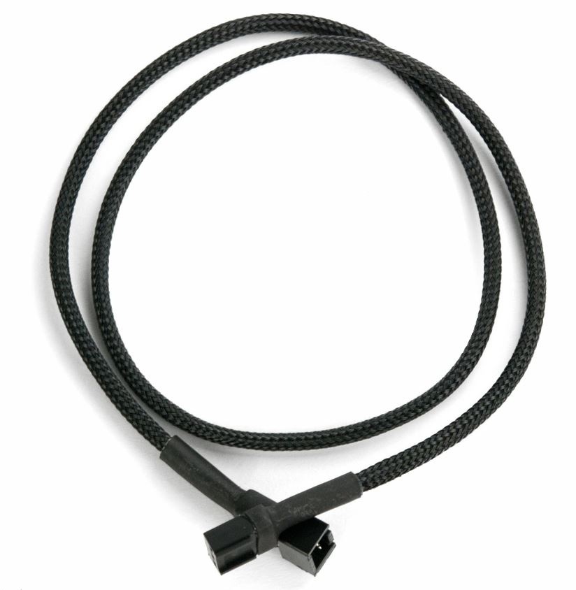 Cable Modders 3Pin Male to 1x Female Fan Cable 30CM Braid Sleeved Extension, Jet Black