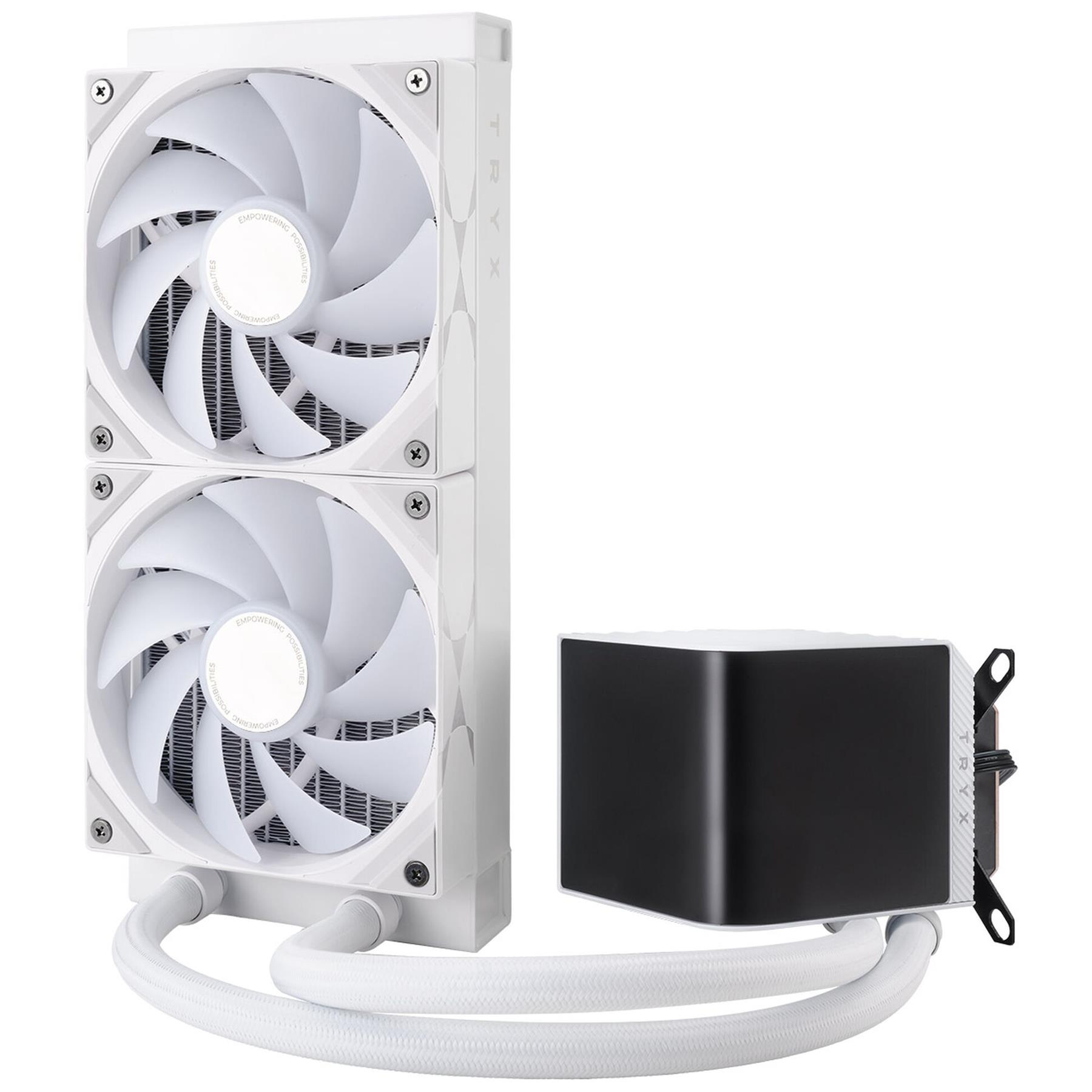 TRYX PANORAMA 240mm AIO Liquid Cooler, ARGB, 3D-AMOLED Display - White