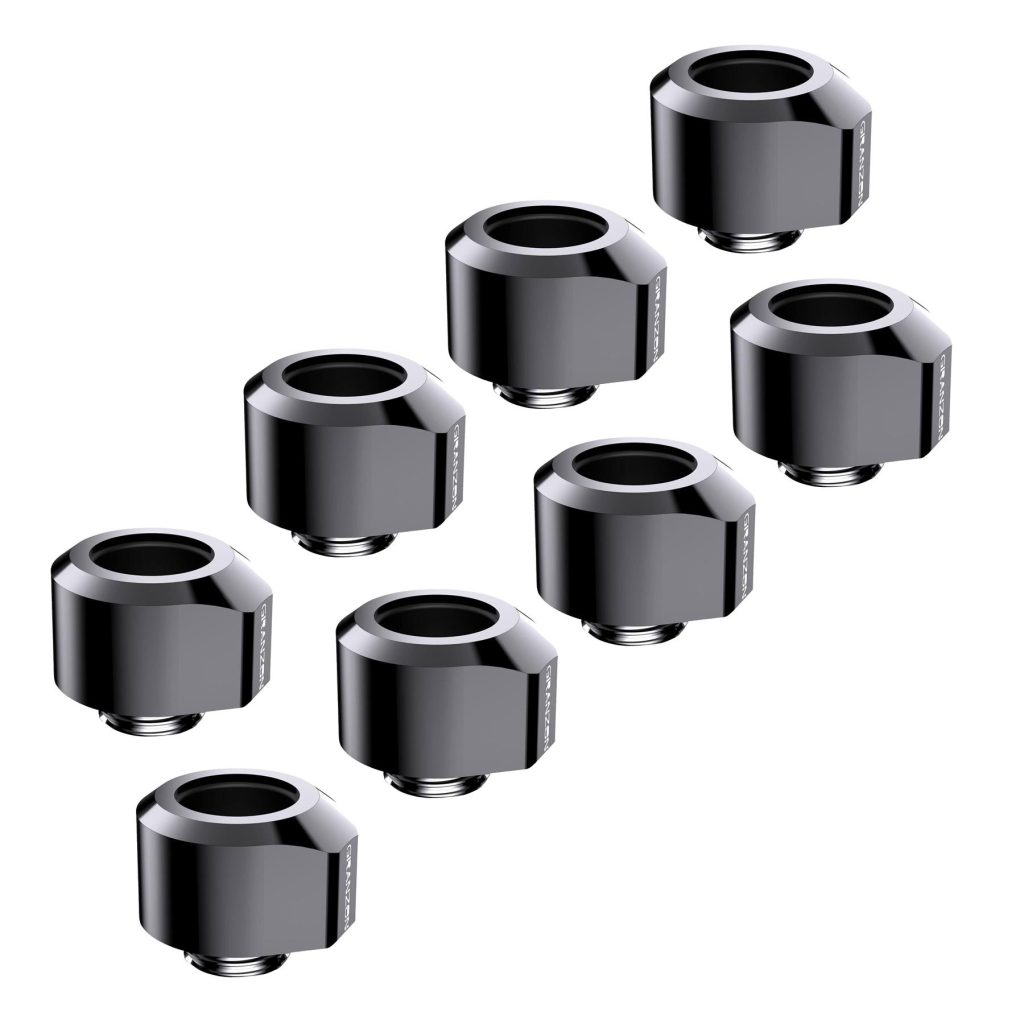 Granzon G1/4 - 14mm Anti Slip Rigid Tube Fitting (GD-FT14) 8 Pack - Black