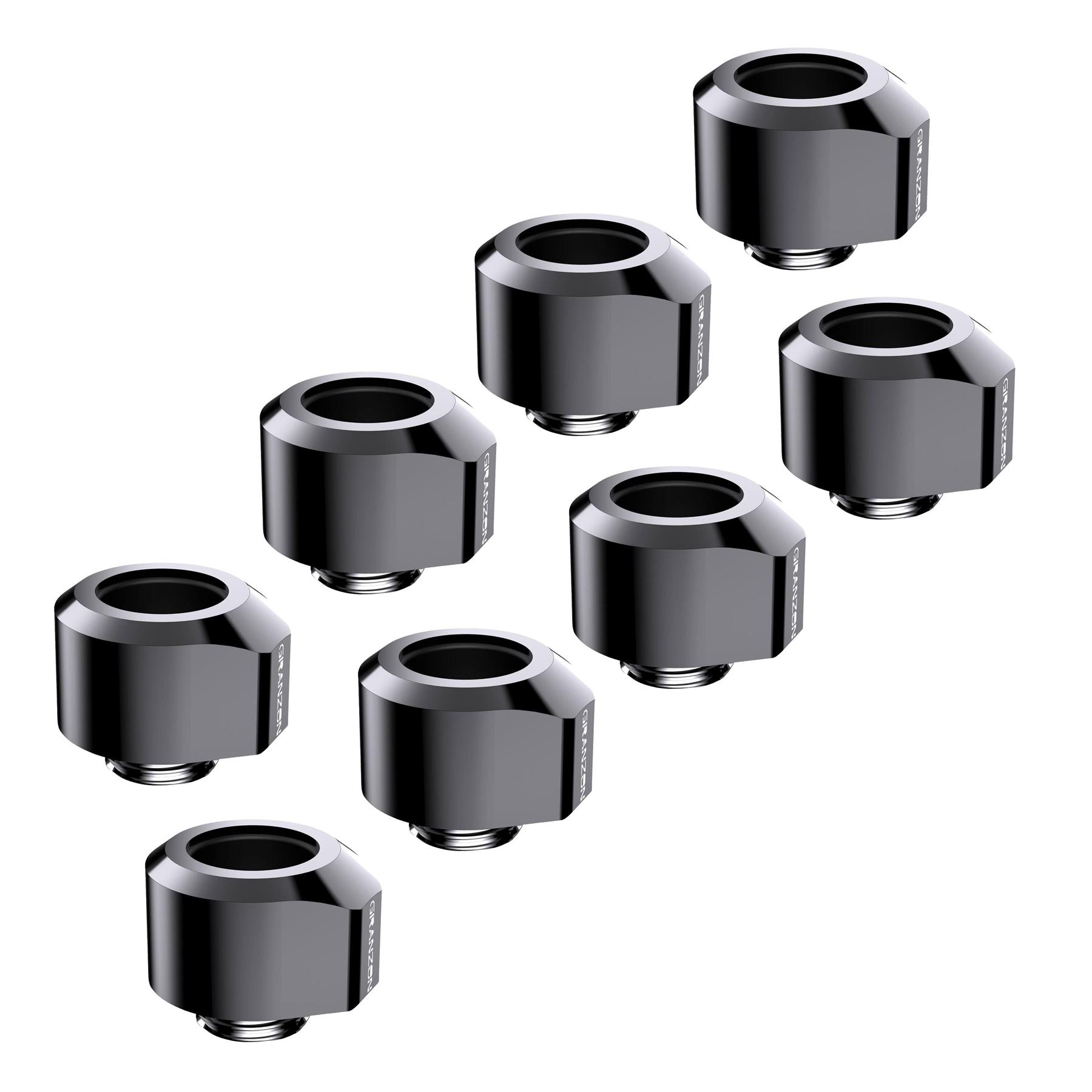 Granzon G1/4 - 14mm Anti Slip Rigid Tube Fitting (GD-FT14) 8 Pack - Black