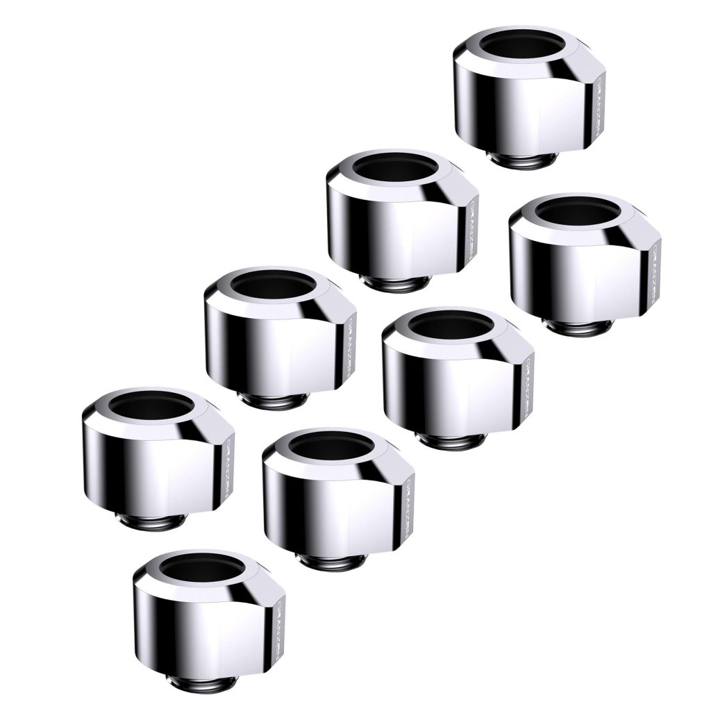 Granzon G1/4 - 14mm Anti Slip Rigid Tube Fitting (GD-FT14) 8 Pack - Silver : image 1