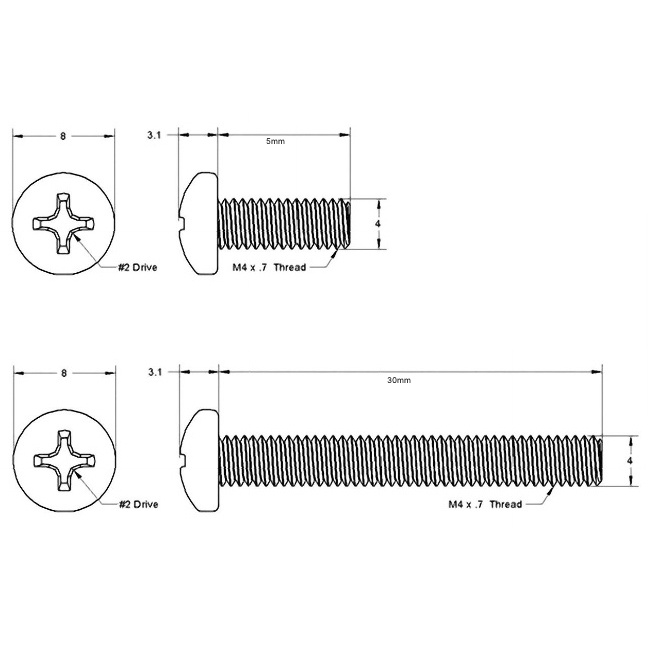 Hardware Labs Black Ice Radiator Screw set - 4x M4 x 30mm, 4x M4 x 5mm ...