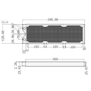Liquid.cool 360mm (3x120mm) CC-30 Copper Radiator - Black