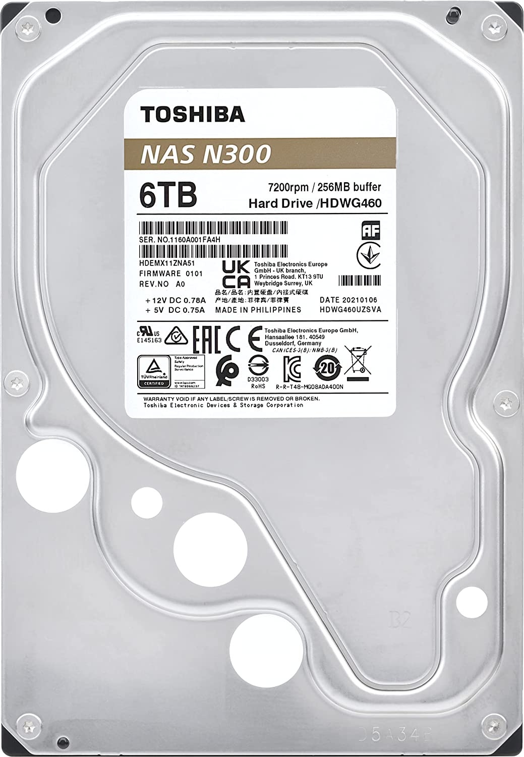 Toshiba 6TB N300 256MB Internal HDD Bulk