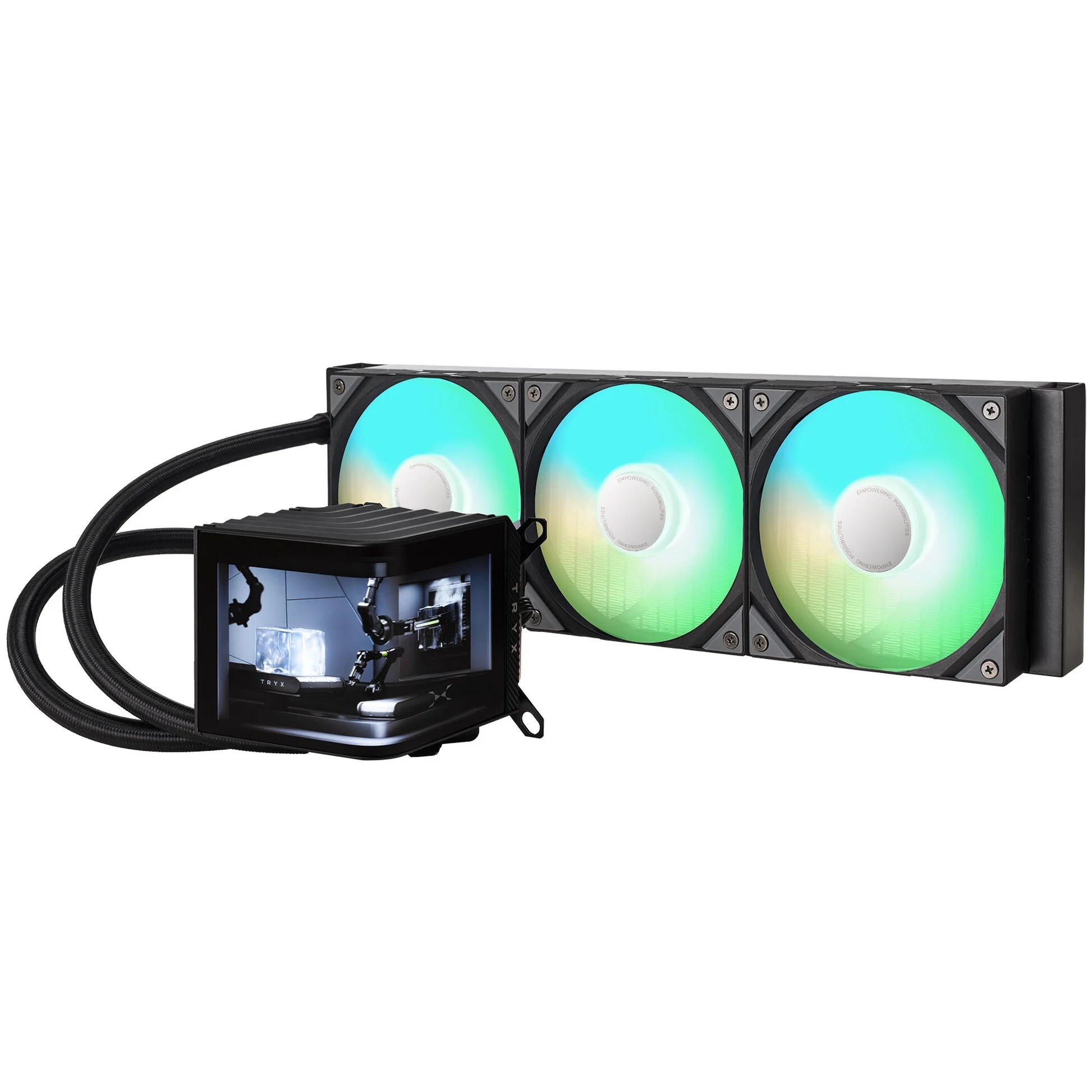 TRYX PANORAMA 360mm AIO Liquid Cooler, ARGB, 3D-AMOLED Display - Black