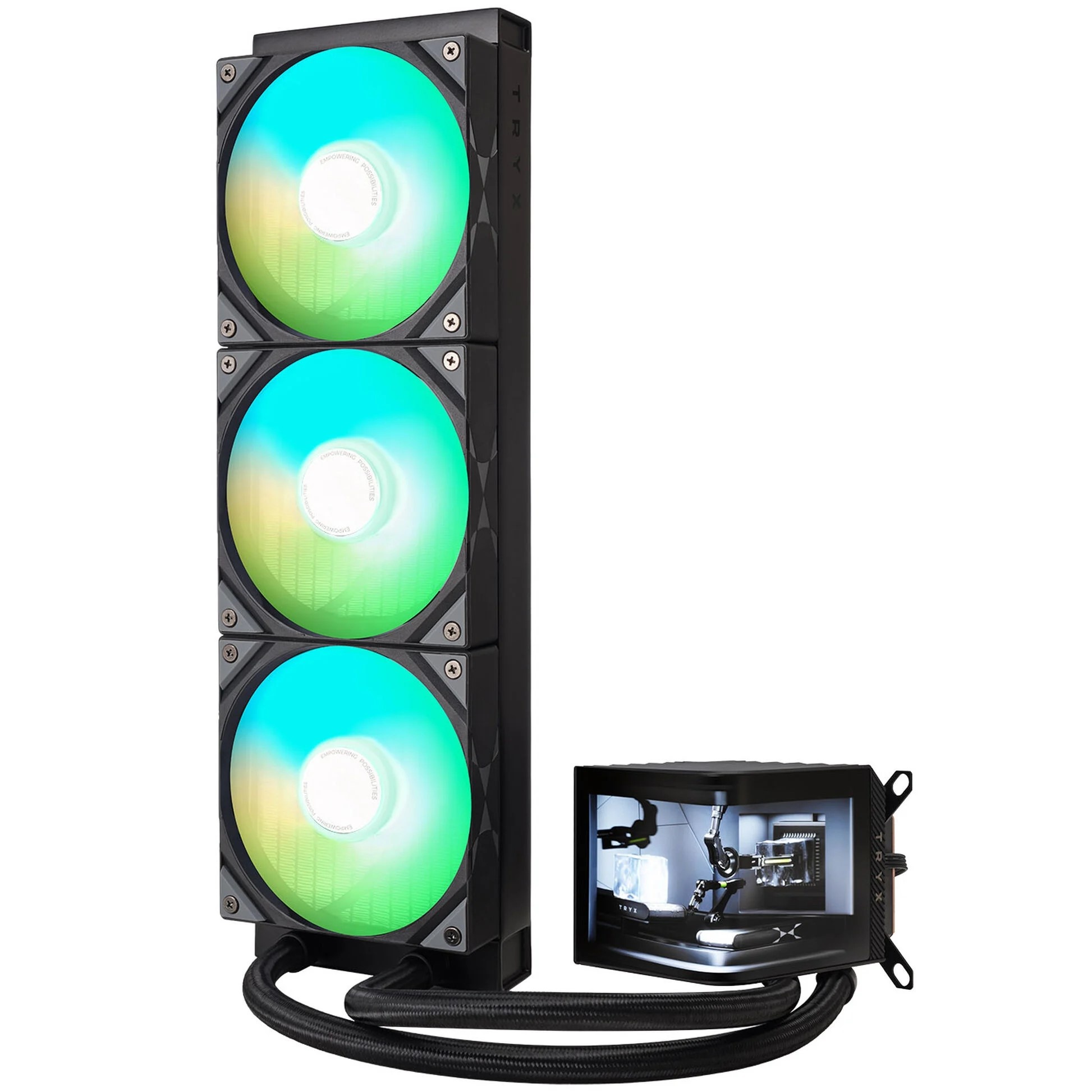 TRYX PANORAMA 360mm AIO Liquid Cooler, ARGB, 3D-AMOLED Display - Black