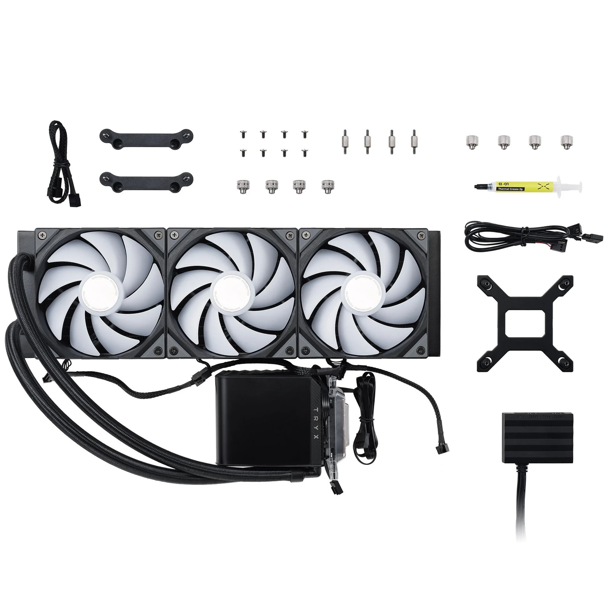 TRYX PANORAMA 360mm AIO Liquid Cooler, ARGB, 3D-AMOLED Display - Black