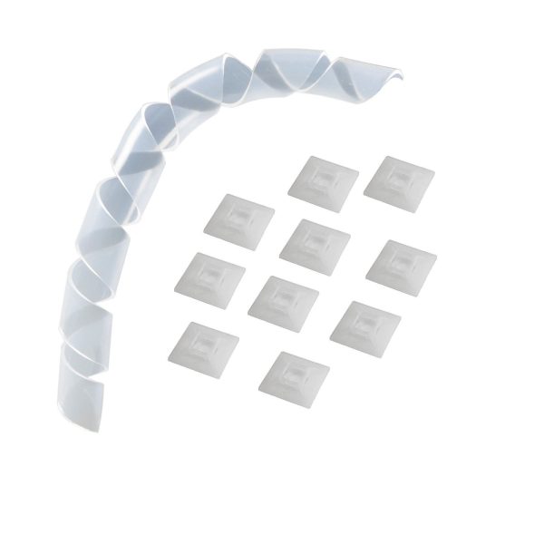 WCUK Anti Kink Spiral Wrap Cable Management kit 1m +10 Cradles