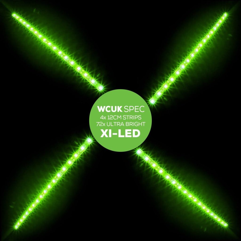 WCUK Spec 4x 12CM Xi-LED Ultra Bright Strips, 72x GREEN LEDs, PC Case, Flexible