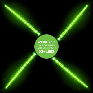 WCUK Spec 4x 12CM Xi-LED Ultra Bright Strips, 72x GREEN LEDs, PC Case, Flexible