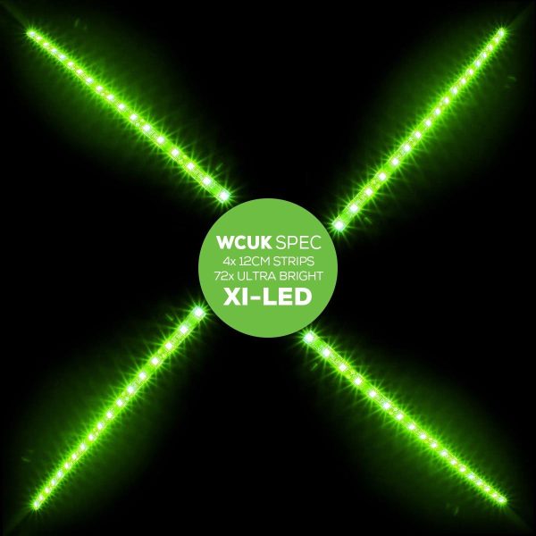 WCUK Spec 4x 12CM Xi-LED Ultra Bright Strips, 72x GREEN LEDs, PC Case, Flexible