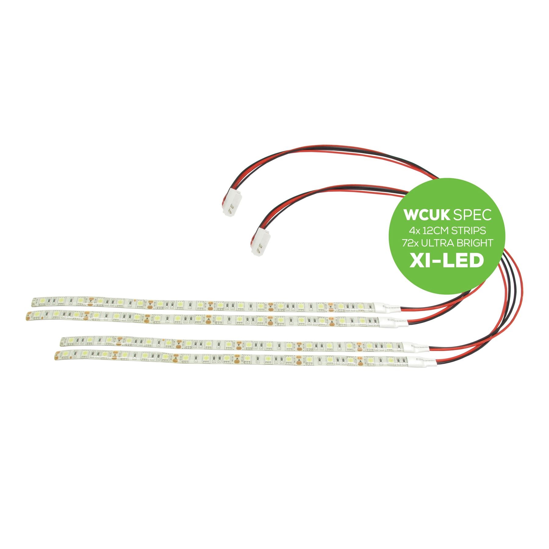 WCUK Spec 4x 12CM Xi-LED Ultra Bright Strips, 72x GREEN LEDs, PC Case, Flexible