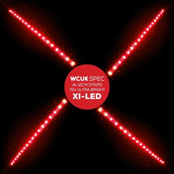 WCUK Spec 4x 12CM Xi-LED Ultra Bright Strips, 72x RED LEDs, PC Case, Flexible