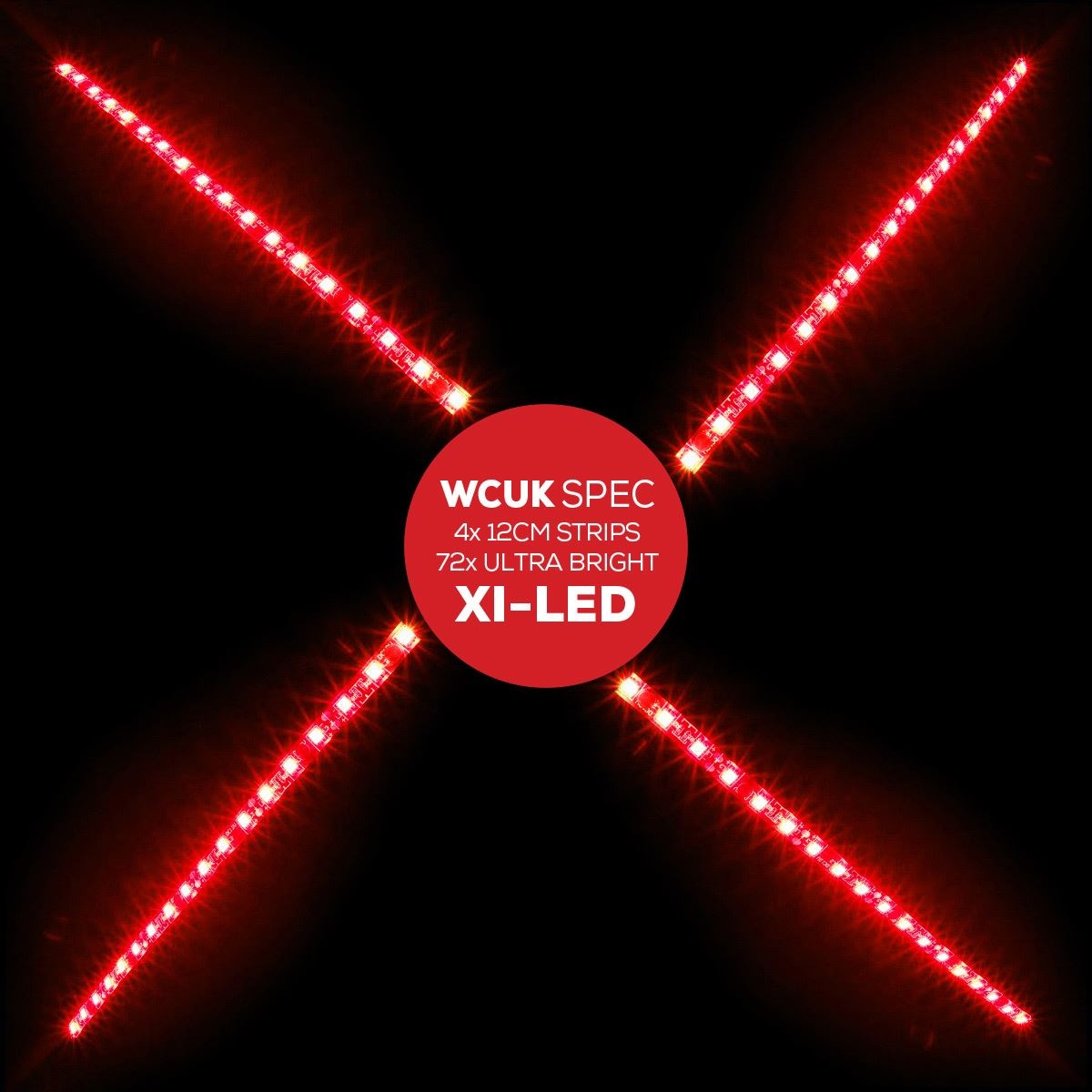 WCUK Spec 4x 12CM Xi-LED Ultra Bright Strips, 72x RED LEDs, PC Case, Flexible
