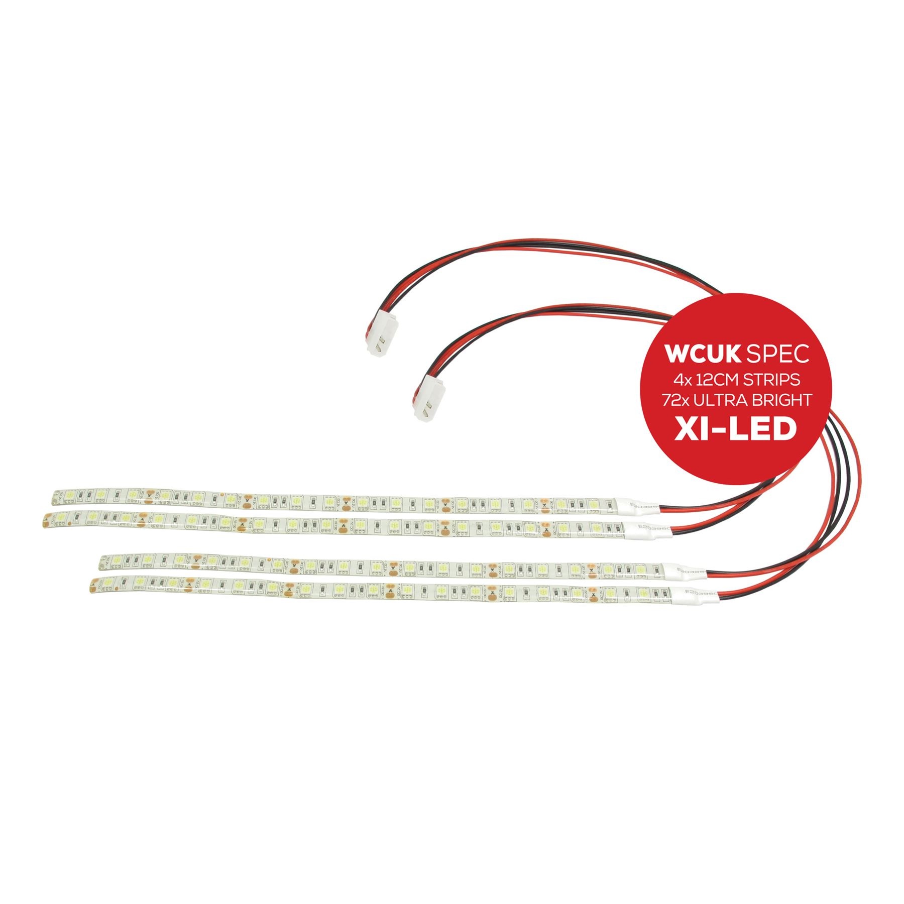 WCUK Spec 4x 12CM Xi-LED Ultra Bright Strips, 72x RED LEDs, PC Case, Flexible