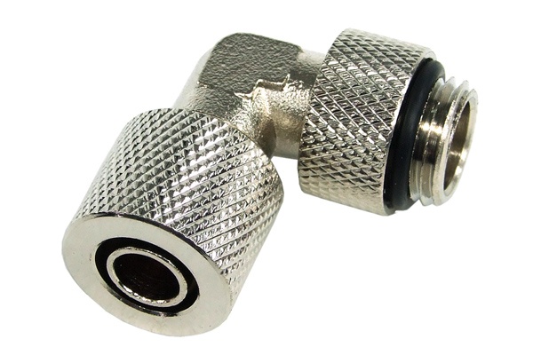 10/8mm (8x1mm) compression fitting G1/4 90- revolvable - knurled silver