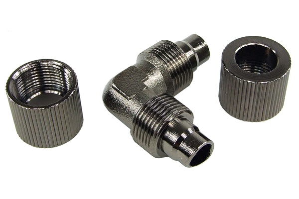 10/8mm L hose connector - compact - black nickel
