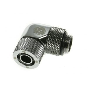 Bitspower Connection Angle 1/4 inch to 11/8mm - Rotating, Shiny Silver