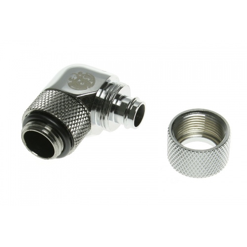 Bitspower Connection Angle 1/4 inch to 11/8mm - Rotating, Shiny Silver