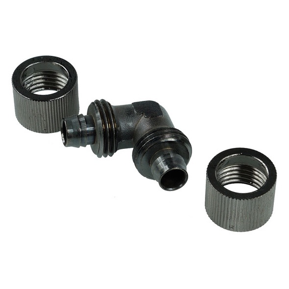 16/10mm L Compact Compression Fitting - Black Nickel - Watercooling UK