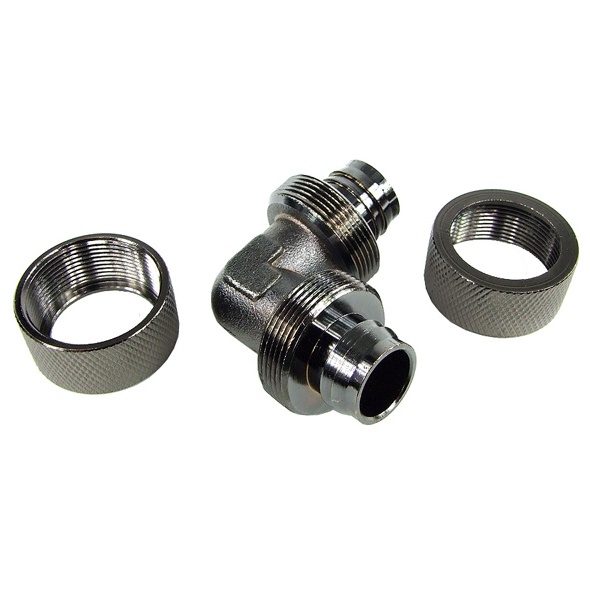 19/13mm L Hose Connector - Knurled - Black Nickel