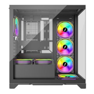 1st Player MIKU Mi8 Mid Tower with Panoramic Panel and 7 x ARGB Fans - Black