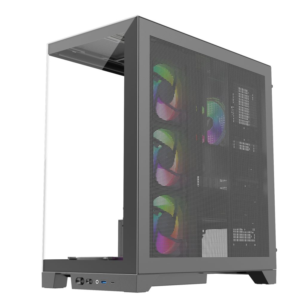 1st Player MIKU Mi8 Mid Tower with Panoramic Panel and 7 x ARGB Fans - Black