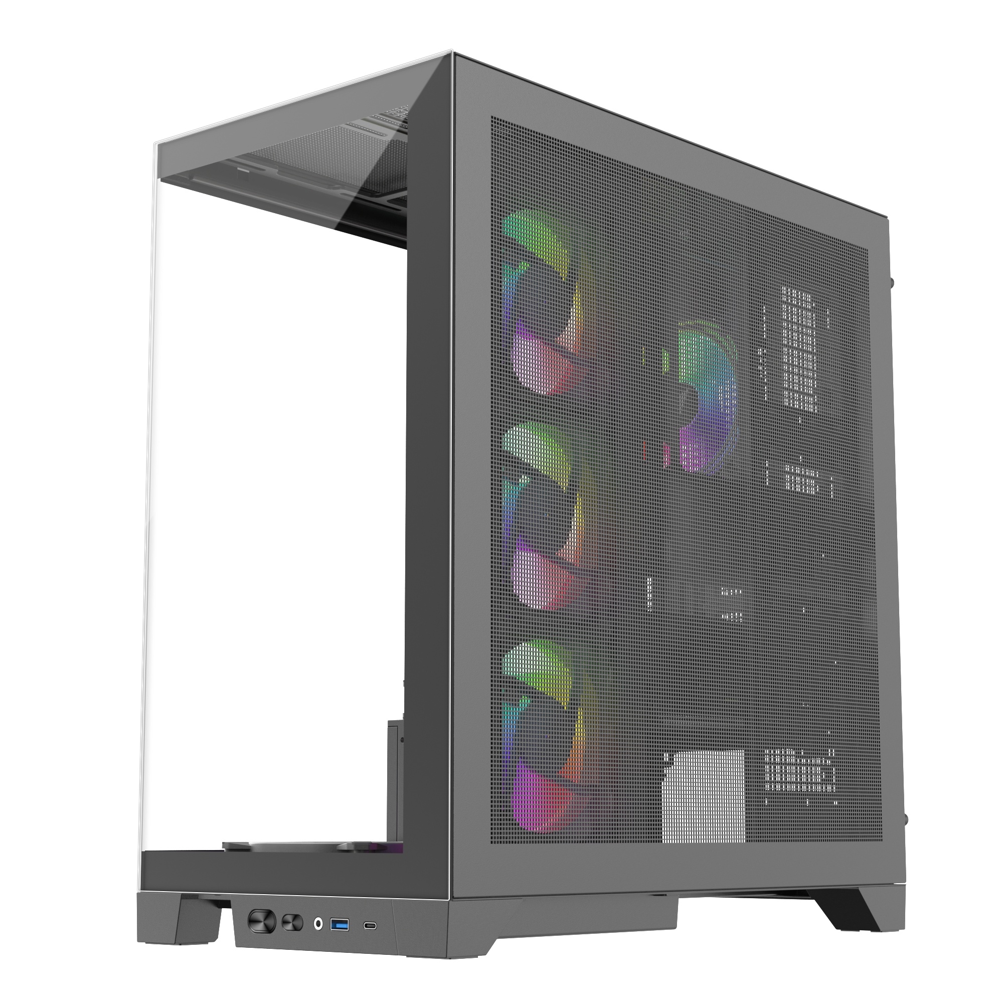 1st Player MIKU Mi8 Mid Tower with Panoramic Panel and 7 x ARGB Fans - Black