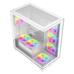 1st Player MIKU Mi8 Mid Tower with Panoramic Panel and 7 x ARGB Fans - White : image 2