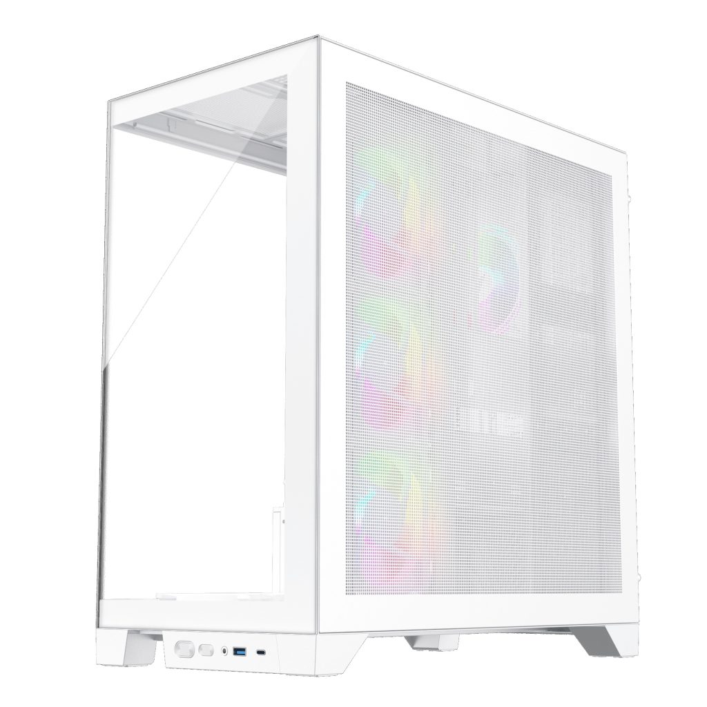 1st Player MIKU Mi8 Mid Tower with Panoramic Panel and 7 x ARGB Fans - White : image 4