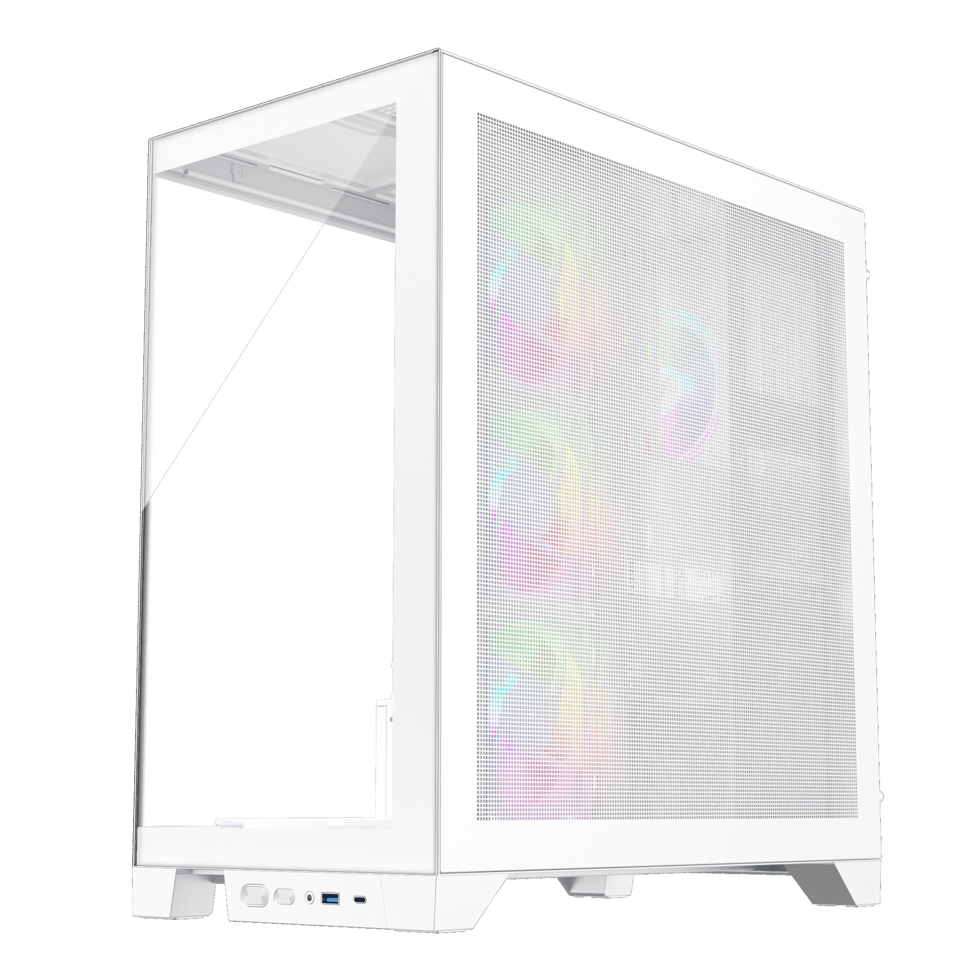 1st Player MIKU Mi8 Mid Tower with Panoramic Panel and 7 x ARGB Fans - White : image 4