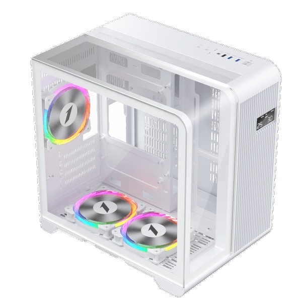 1st Player RT5 Micro ATX Tempered Glass Pannel Case with 3x RGB Fans - White