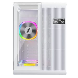 1st Player RT5 Micro ATX Tempered Glass Pannel Case with 3x RGB Fans - White