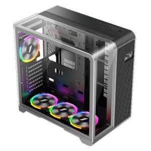 1st Player RT7 ATX Tempered Glass Panel Case with 4x RGB Fans - Black : image 2