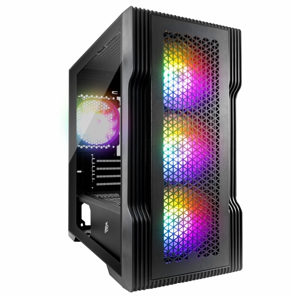 1st Player Trilobite T3 Black Micro-ATX with Tempered Glass hinged Panel – Black