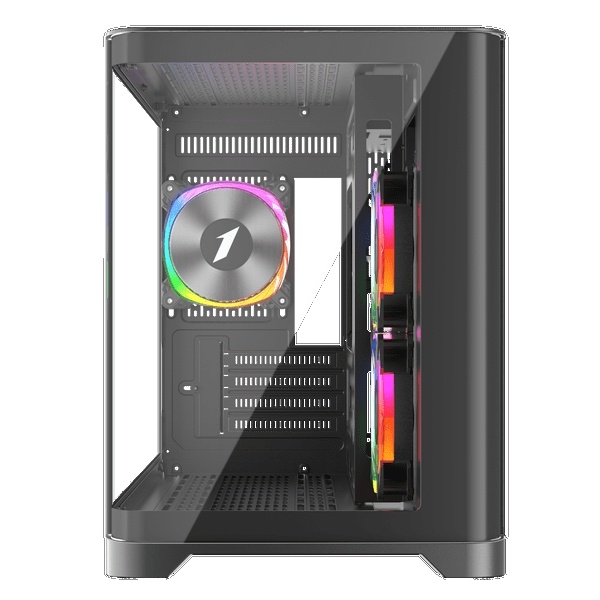 1st Player UV6 Micro ATX Case with U-Shaped Panoramic Panel and 3x RGB Fans - Black : image 3