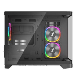 1st Player UV6 Micro ATX Case with U-Shaped Panoramic Panel and 3x RGB Fans - Black : image 4