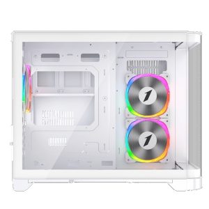 1st Player UV6 Micro ATX Case with U-Shaped Panoramic Panel and 3x RGB Fans - White